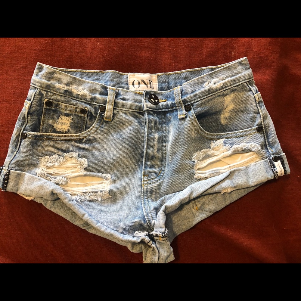 Light wash denim shorts